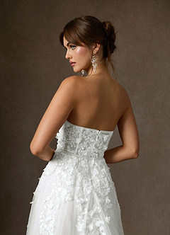 Azazie Wynery Wedding Dresses Diamond White Ball-Gown Off the Shoulder Lace Dress image12