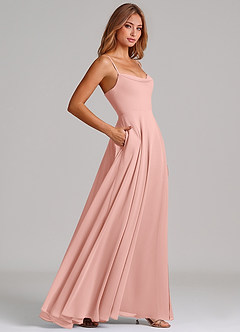Azazie Elle Bridesmaid Dresses Rosette A-Line Pleated Chiffon Dress image5