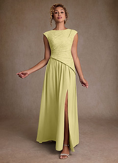 Azazie Kalleen Abiti per la Madre della Sposa Abito A-Line in Chiffon Plissettato Sorbetto Al Limone image2
