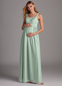 Azazie Melanie Maternity Bridesmaid Dresses Empire Pleated Mesh Floor-Length Dress image2
