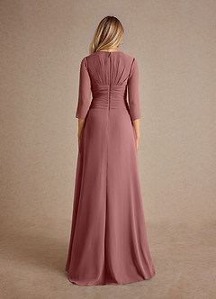 Azazie Mayfield Abiti per la Madre della Sposa Abito A-Line in Chiffon Plissettato Rosa Del Deserto image3