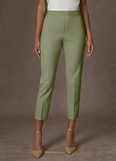 front Kennedy Pistachio Structured Stretch Dress Pants