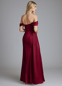 Azazie Amyra Bridesmaid Dresses Burgundy Mermaid Off the Shoulder Stretch Satin Convertible Dress image2