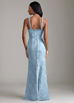 Azazie Corina Final Sale Sky Blue Mermaid Ruched Floral Burnout Dress image6