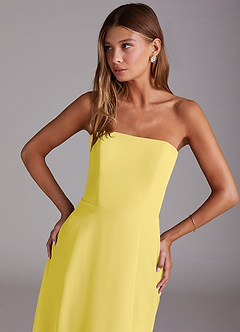 Azazie Wren 신부 들러리 드레스 A라인 사이드 슬릿 쉬폰 바닥 길이 드레스 image5