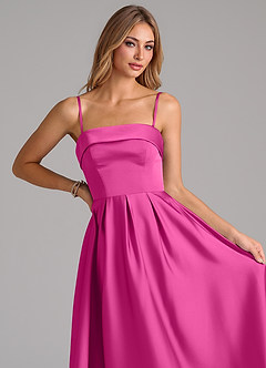 Azazie Lucienne Brautjungfernkleider Wandelbar A-Linie Schulterfrei Stretch-Satin Kleid Fuchsia image2