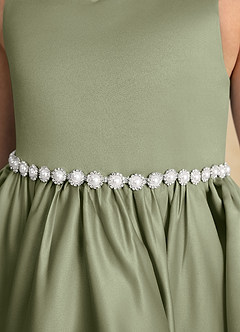 Azazie Julietta Flower Girl Dresses Pistachio Ball-Gown Convertible Tulle Dress image10