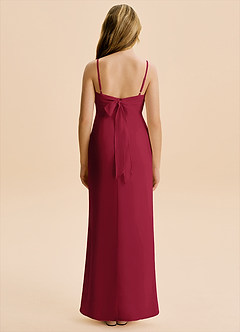 Azazie Mai Junior Burgundy Sheath Pleated Chiffon Dress image2