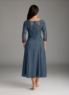 Azazie Marge Brudens mor kjoler A-Line Scoop Blonde Chiffon Te-længde Kjole image3