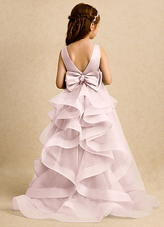 Azazie Lior Robe Demoiselle D'honneur Fillette Robe Princesse en Tulle Plissé Rose Pâle image1