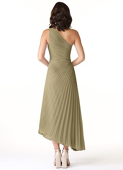 Azazie Kirra Bridesmaid Dresses Moss Green A-Line One Shoulder Chiffon Dress image2
