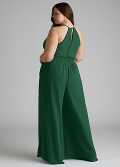 Azazie Kenzi Bridesmaid Dresses Dark Green Pleated Chiffon Jumpsuit image9