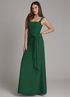 Azazie Katya Robes de demoiselle d'honneur Robe Sirène Convertible en Mousseline de soie Col Carré Vert Foncé image6