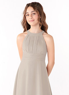 Azazie Linna Junior Frost A-Line Pleated Chiffon Dress image4