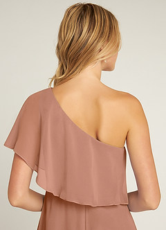 Azazie Lizzy Bridesmaid Dresses Bronzer A-Line One Shoulder Chiffon Dress image3