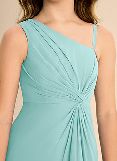 Azazie Brooke Junior Abito A-Line in Chiffon Spacco Laterale Acqua image7