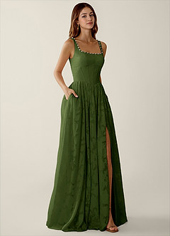 Megan Olive Lace A-line Prom Dress image4