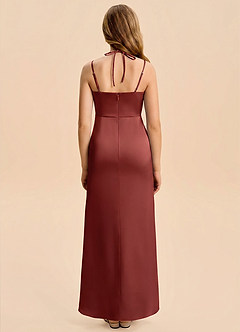 Azazie Nova Junior Robe Fourreau en Satin extensible Plissé Terracotta image2