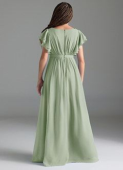 Azazie Daphne Junior Dusty Sage A-Line Pleated Chiffon Dress image2