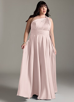 Azazie Charlize Jurken voor bruidsmeisjes Jurk van Stretch Satijn met A-lijn One-shoulder Blozend Roze image10