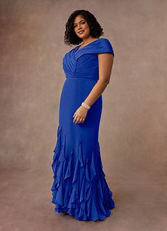 Azazie Bailora Mother of the Bride Dresses Royal Blue Mermaid Ruched Chiffon Dress image7