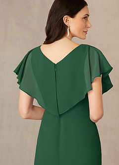 Azazie Julia vestidos de madre de la novia Vestido de Verde Oscuro de Gasa de Recto con Cuello en V Plisado image5