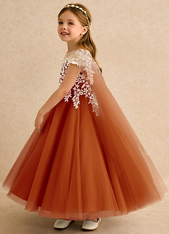 Azazie Dandelion Flower Girl Dresses Paprika Ball-Gown Lace Dress image6