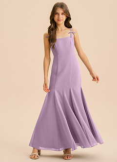 Azazie Evey Junior Abito Sirena in Chiffon Plissettato Glicine image3