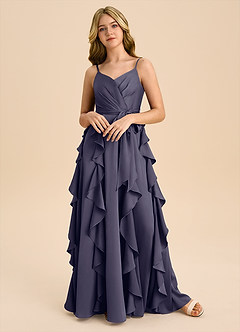 Azazie Peyton Junior Klä av A-Line i Stretch Satin Plisserad image5