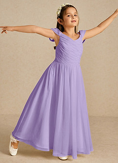 Azazie Chelle Flower Girl Dresses Lilac A-Line Pleated Chiffon Dress image3