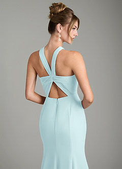 Azazie Rue Bridesmaid Dresses Sea Glass A-Line Halter Chiffon Dress image6