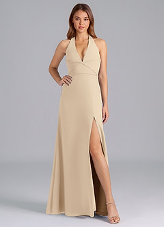Azazie Odie Bridesmaid Dresses Champagne A-Line Chiffon Dress image5