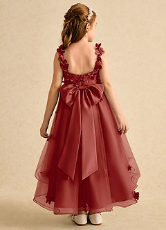 Azazie Tweety Flower Girl Dresses Terracotta A-Line Lace Tulle Dress image2