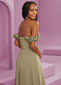 Barbie ♥ Azazie Bridesmaid Dresses Moss Green A-Line Off the Shoulder Chiffon Convertible Dress image2