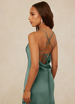 Christian Siriano Bridal for Azazie 1012 Bridesmaid Dresses Eucalyptus Sheath Lace Stretch Satin Dress image4