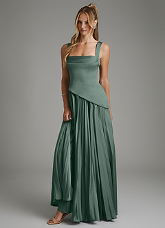 Azazie Stephanie Bridesmaid Dresses Sea Moss A-Line Corset Stretch Satin Dress image1