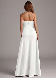 Azazie Wren Bridesmaid Dresses White A-Line Strapless Stretch Satin Convertible Dress image5