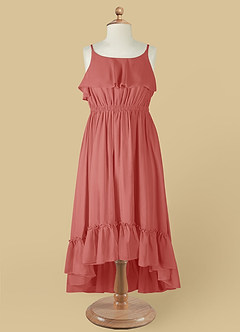 Azazie Karmen Blumenmädchenkleider A-Linie Gestreift Chiffon Kleid Antike Rose image9