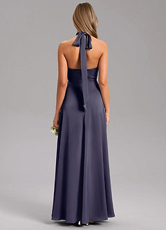 Azazie Tracie Bridesmaid Dresses Stormy A-Line Side Slit Stretch Satin Dress image2