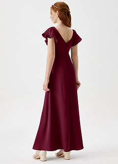 Azazie Omari Junior Mulberry A-Line Pleated Stretch Satin Dress image2