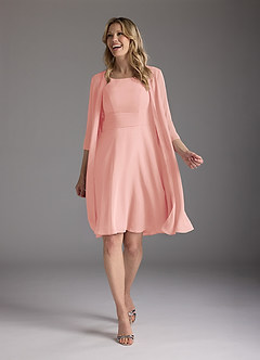 Azazie Shirley Mère de la mariée Robes Robe Trapèze en Mousseline de soie Plissé Scoop Rosette image2
