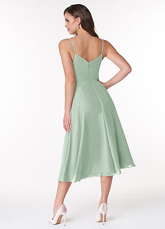 Azazie Clarissa Bridesmaid Dresses Agave A-Line V-Neck Chiffon Dress image2