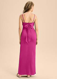 Azazie Mai Junior A-Linie Herzausschnitt Stretch-Satin Kleid Fuchsia image2