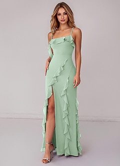 Azazie Malia Bridesmaid Dresses Agave Sheath Ruched Chiffon Dress image6