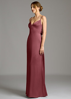 Azazie Adriane Bridesmaid Dresses Desert Rose Sheath Bow Stretch Satin Dress image3