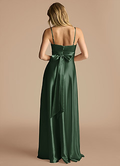 Azazie Oliana Robes de demoiselle d'honneur Robe Trapèze en Satiné métallisé Plissée Eucalyptus image3
