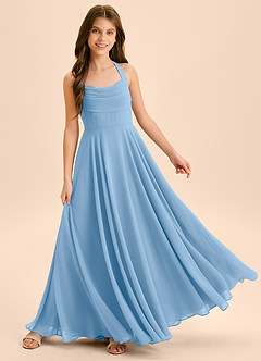 Azazie Kady Junior Powder Blue A-Line Sweetheart Neckline Chiffon Dress image4