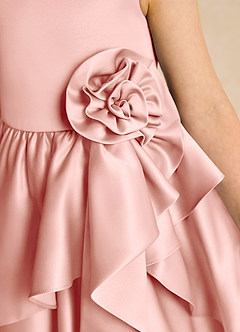 Azazie Hermia Flower Girl Dresses Rosette A-Line Sleeveless Matte Satin Dress image6