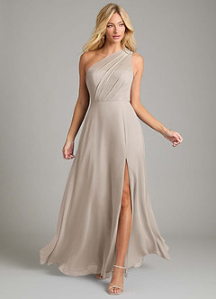 Azazie Phaedra Bridesmaid Dresses Frost A-Line One Shoulder Chiffon Dress image4