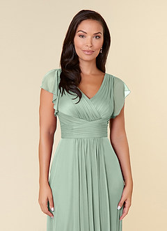 Azazie Reneya Mother of the Bride Dresses Agave A-Line Pleated Mesh Dress image5